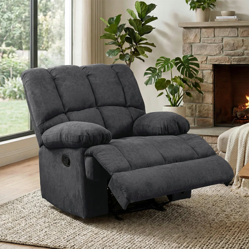Fauteuil inclinable manuel oscillant de 42,9 po Batholo, Polyester gris