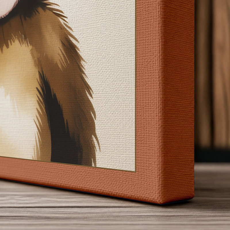 Chimpanzee Gaze Modern - Wrapped Canvas, 18x12 - 45.7 x 30.5 cm, Terracotta Border