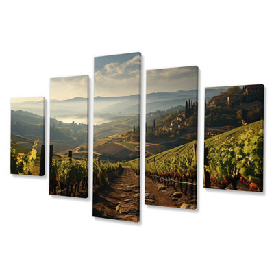 «Green Vineyard Dreamcatcher Field», reproduction d'art sur toile - 5 panneaux