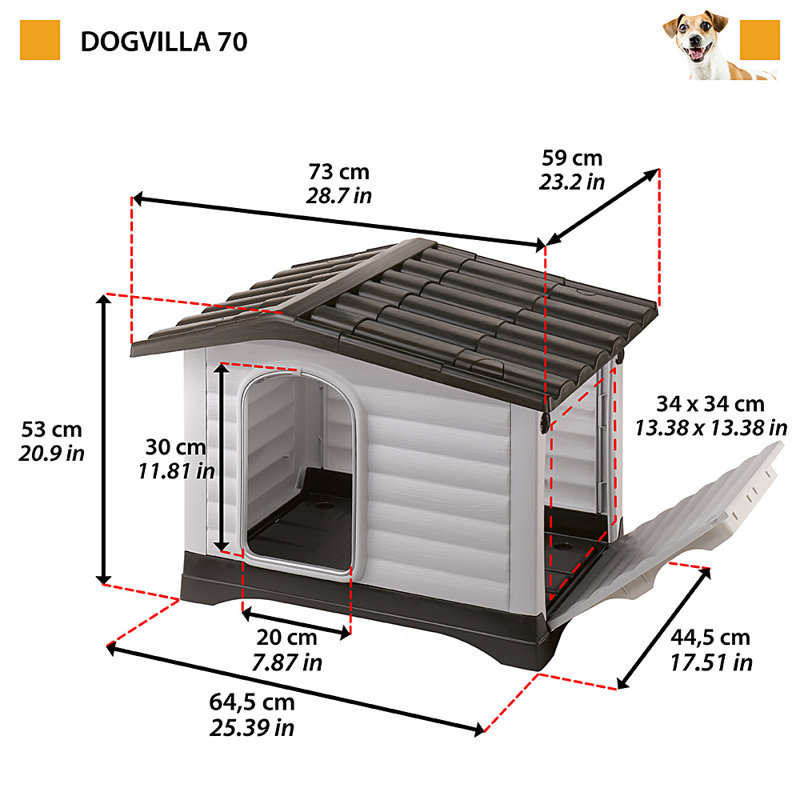 Plastic Dog House, 53cm H x 73cm W x 59cm D