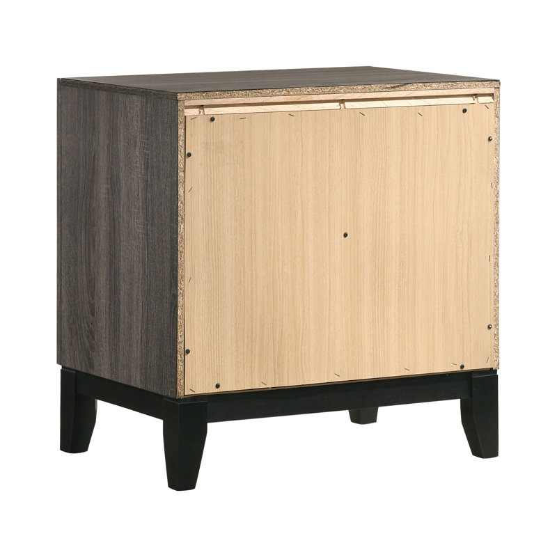 Ensemble de chambre complet, gris et noir, ensemble 2 pièces avec table de chevet, 2 Pcs: Bed, Nightstand