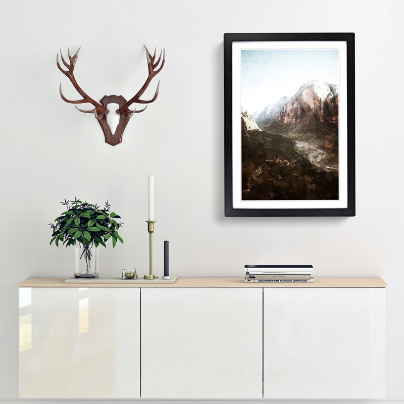 Angels Landing Trail in Zion National Park Utah 1 Piece Single Picture Frame Painting, 63cm H x 45cm W x 2cm D, Black Framed