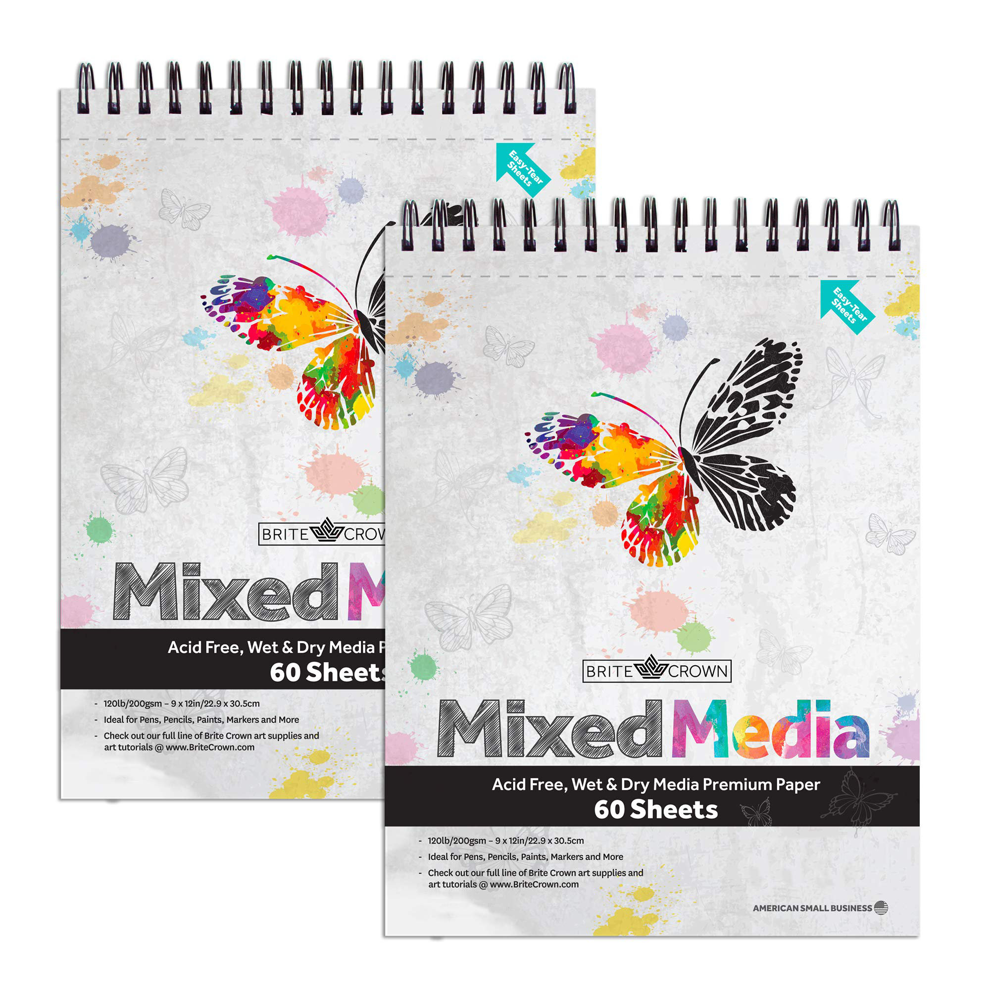 U.S. Art Supply 9 x 12 Mixed Media Paper Pad Sketchbook, 2 Pack
