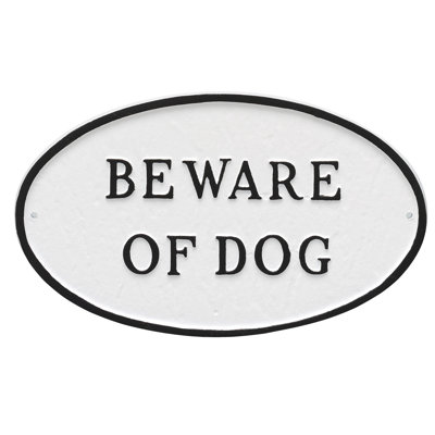 Grande plaque ovale «Beware of Dog»