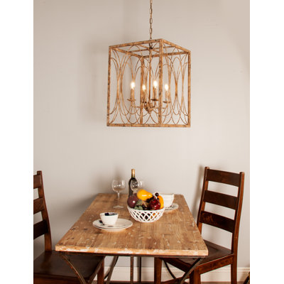 Metal Distressed Caged Rectangular 8 Light Room Chandelier with Link Style Chain