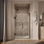 Components 71-1/2-In X 46-3/4-In Frameless Pivot Shower Door With 3/8-In Crystal Clear Glass And Back-To-Back Vertical Door Pulls-80425803