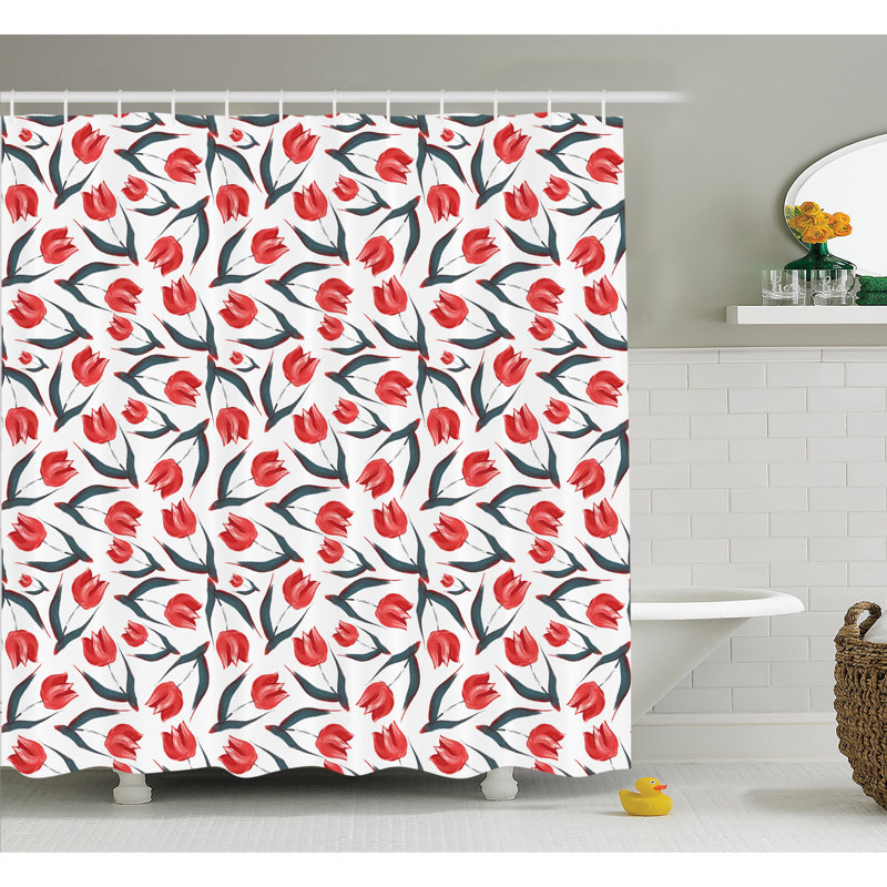 Ensemble de rideau de douche rétro inspired tulipes, H 70 po x l 69 po