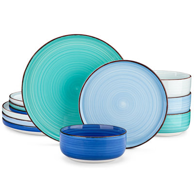12 Piece Stoneware Dinnerware Set - Service for 4 