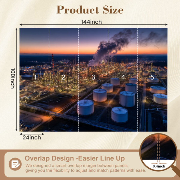 Red Barrel Studio Peel and Stick Wallpaper Aerial view oil refinery ...