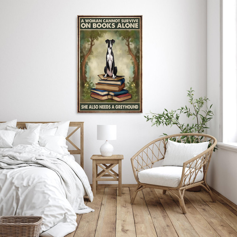 She She Needs A Greyhound - 1 pièce Rectangle Gra She She Needs A Greyhound - 1 pièce, reproduction d'art graphique sur toile tendue