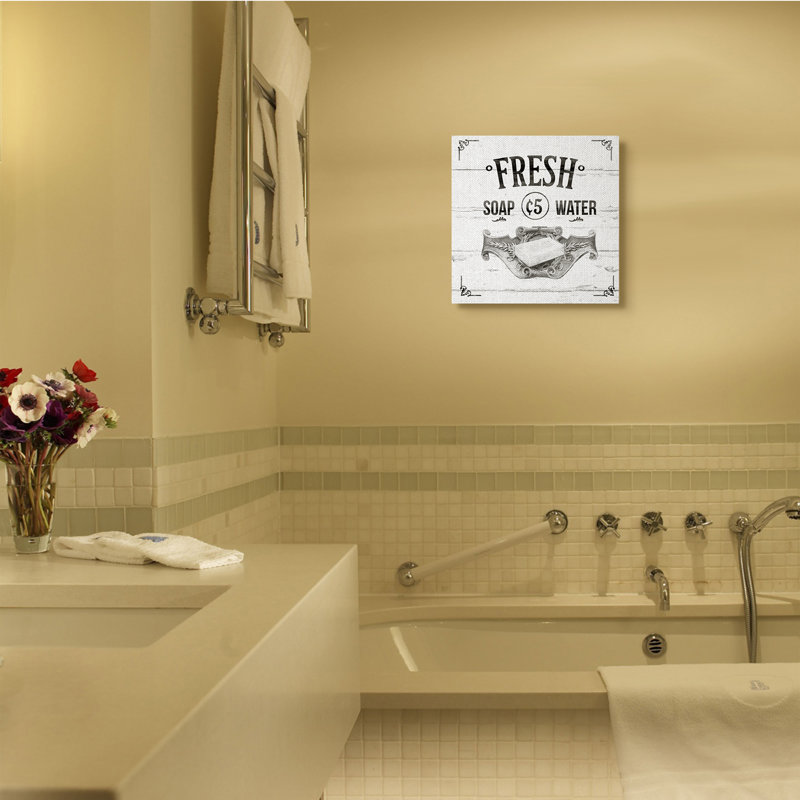 " Fresh Soap Bathroom Rustic Gray ", Wrapped Canvas, 17" H x 17" W x 1.5" D