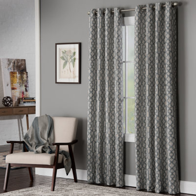 Holland Polyester / Cotton Room Darkening Woven Geometric Curtain Panel with Grommet Top