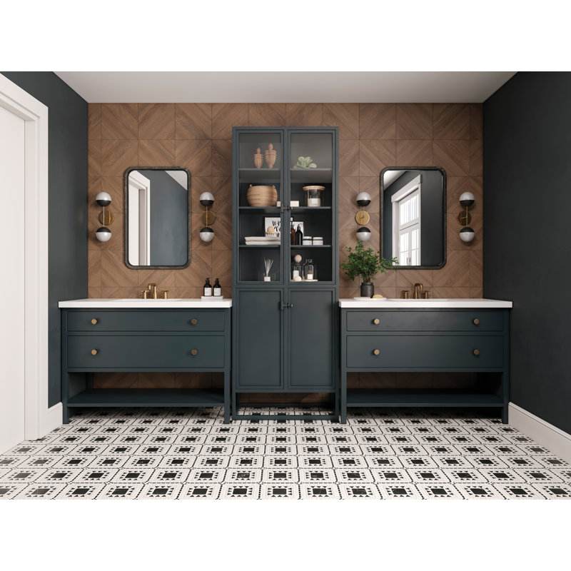 Atrium Marble Blend Mosaic Wall & Floor Tile, White Carrara/Bardiglio