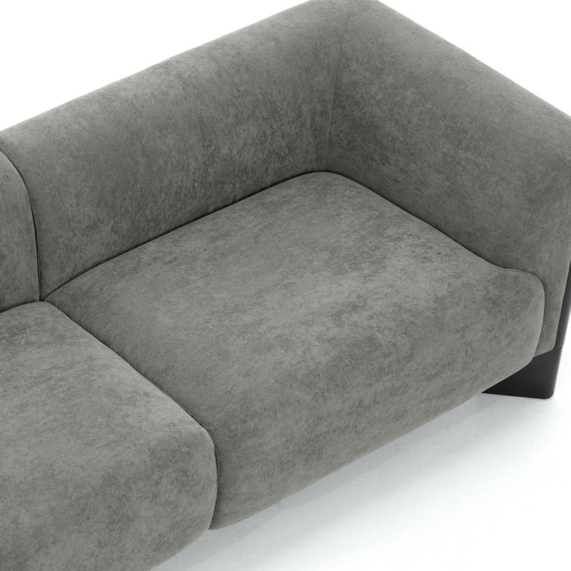 Upholstered Gray Chenille 2-Seater Modern Curved Arm Design Sofa With Solid Wood Legs, Gray