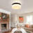 Modern Black Metal Frame Milky Glass Shade Led Flush Mount Ceiling Light, 5 Color Temperatures Adjustable For Living Room Bedroom-85124784-85124789