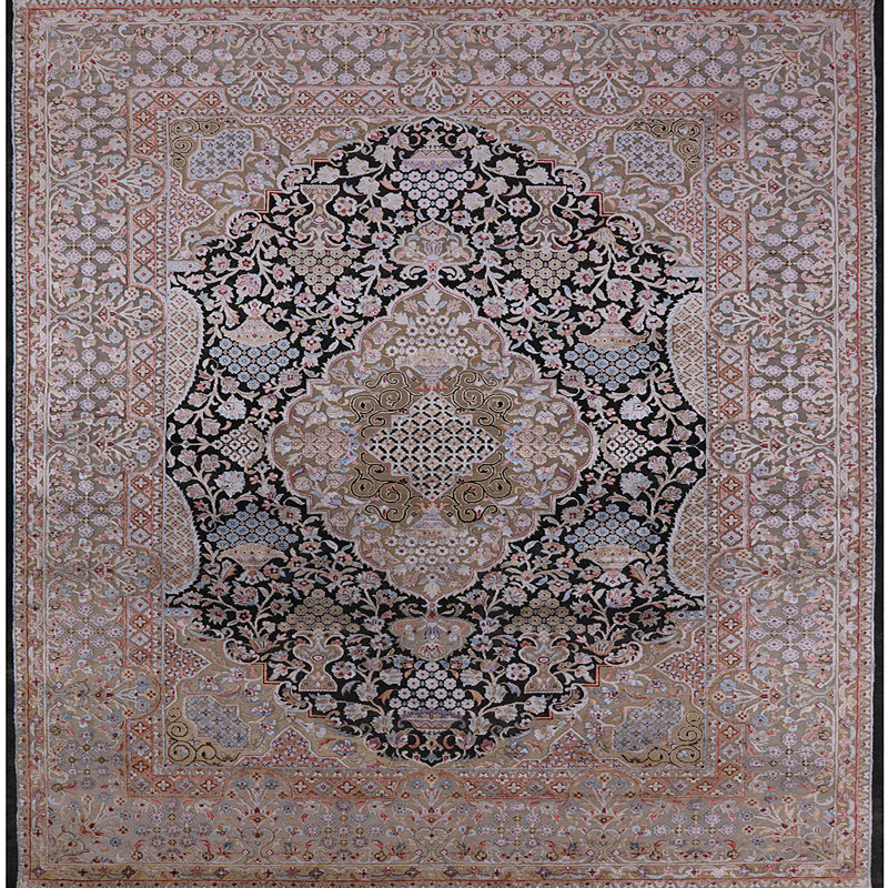 Tapis oriental brun Thorfast, Carré 8 pi