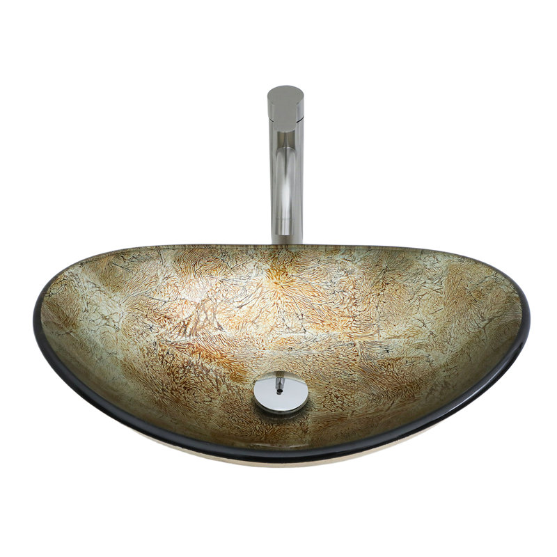 Élégant lavabo vasque en verre doré avec drain escamotable Artistic