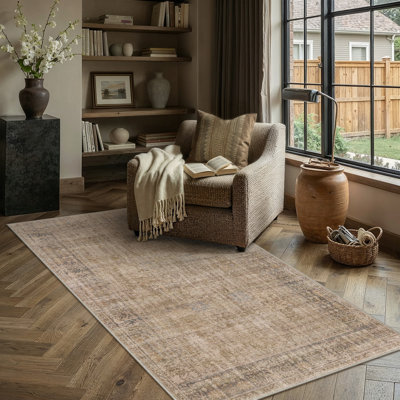 Tapis lavable rétro pour salon Ezra