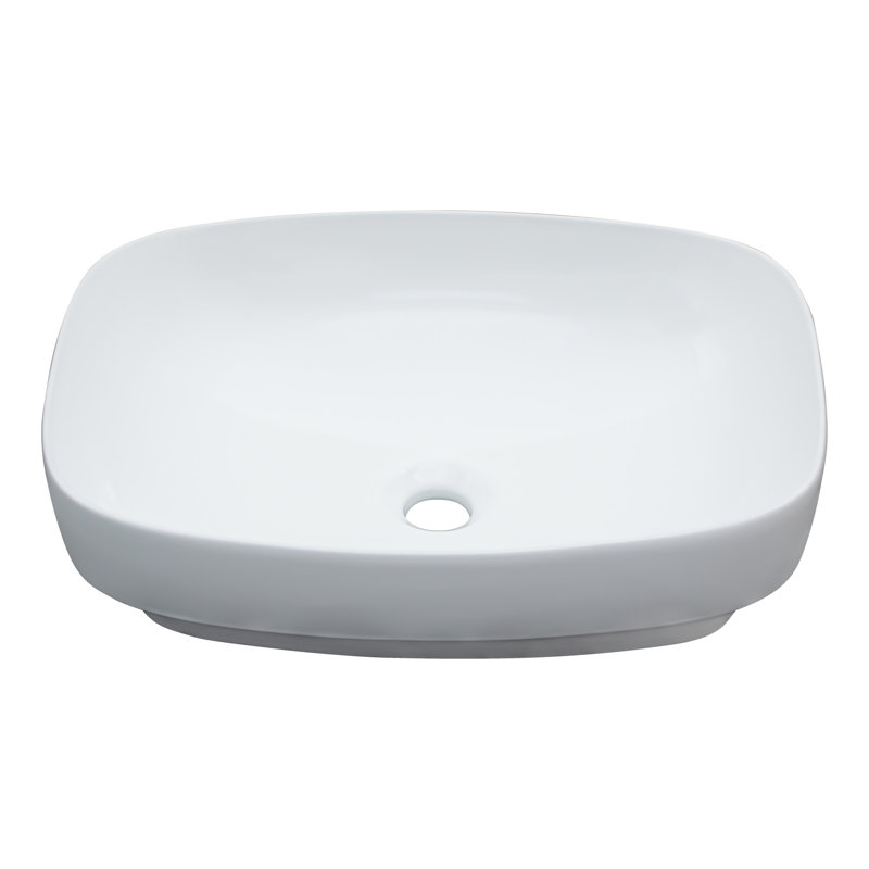 Lavabo de salle de bain semi-encastré en céramique en porcelaine blanche L 20 po x l 15 po