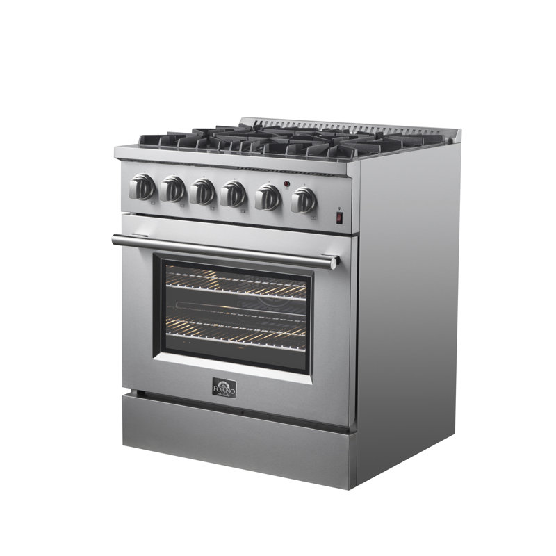 Marco 30-inch Dual Fuel Range Stainless Steel, 4 Burners, 4.32 cu.ft. True Convection Oven
