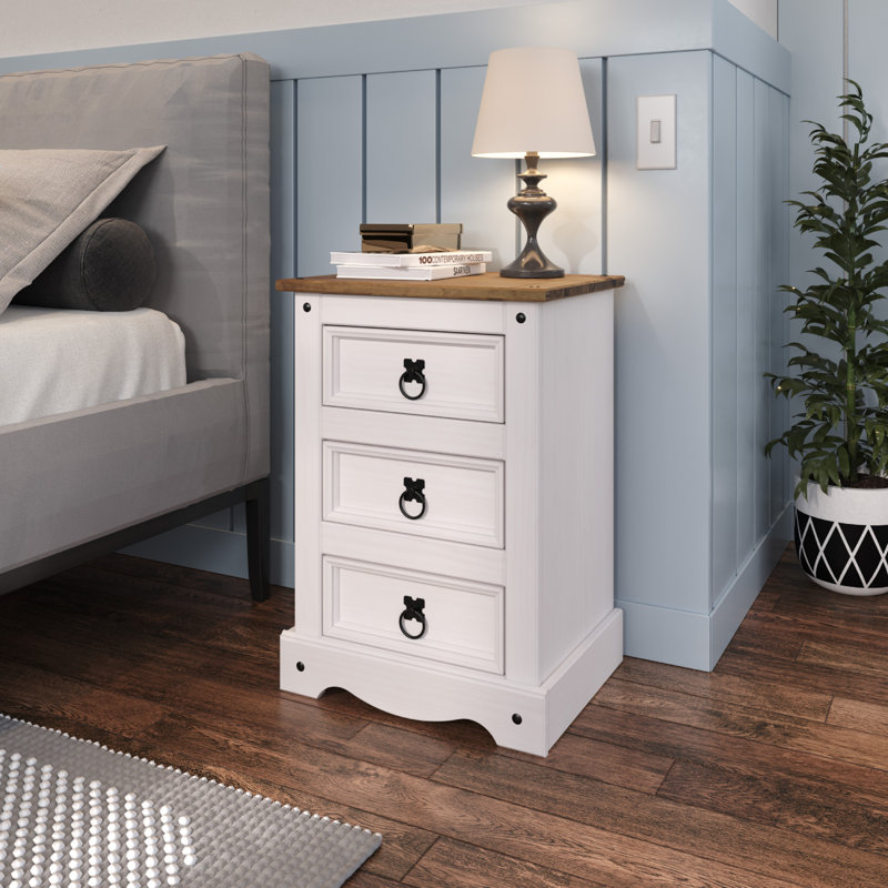 Wiete 17.72'' W Nightstand, White Wash/Antique Brown