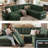 7-Seater Large Sectional Sofa Bed With Storage Ottoman & Lovescat, Chenille Modular Sleeper Sofa Set With 2 Pillows, 112" U-Shaped Convertible Couch For Living Room-1043419752