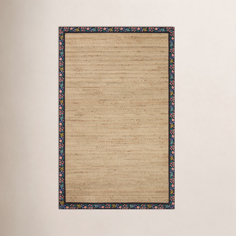 Rifle Paper Co. x Loloi Costa COS-01 Wildwood Natural/Black Area Rug, Runner 2' x 5'