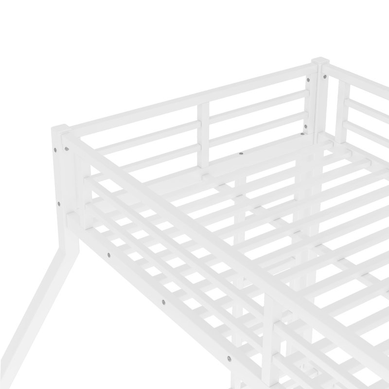 Lit superposé simple au-dessus de grand lit en métal pour adolescents et adultes, Métal blanc