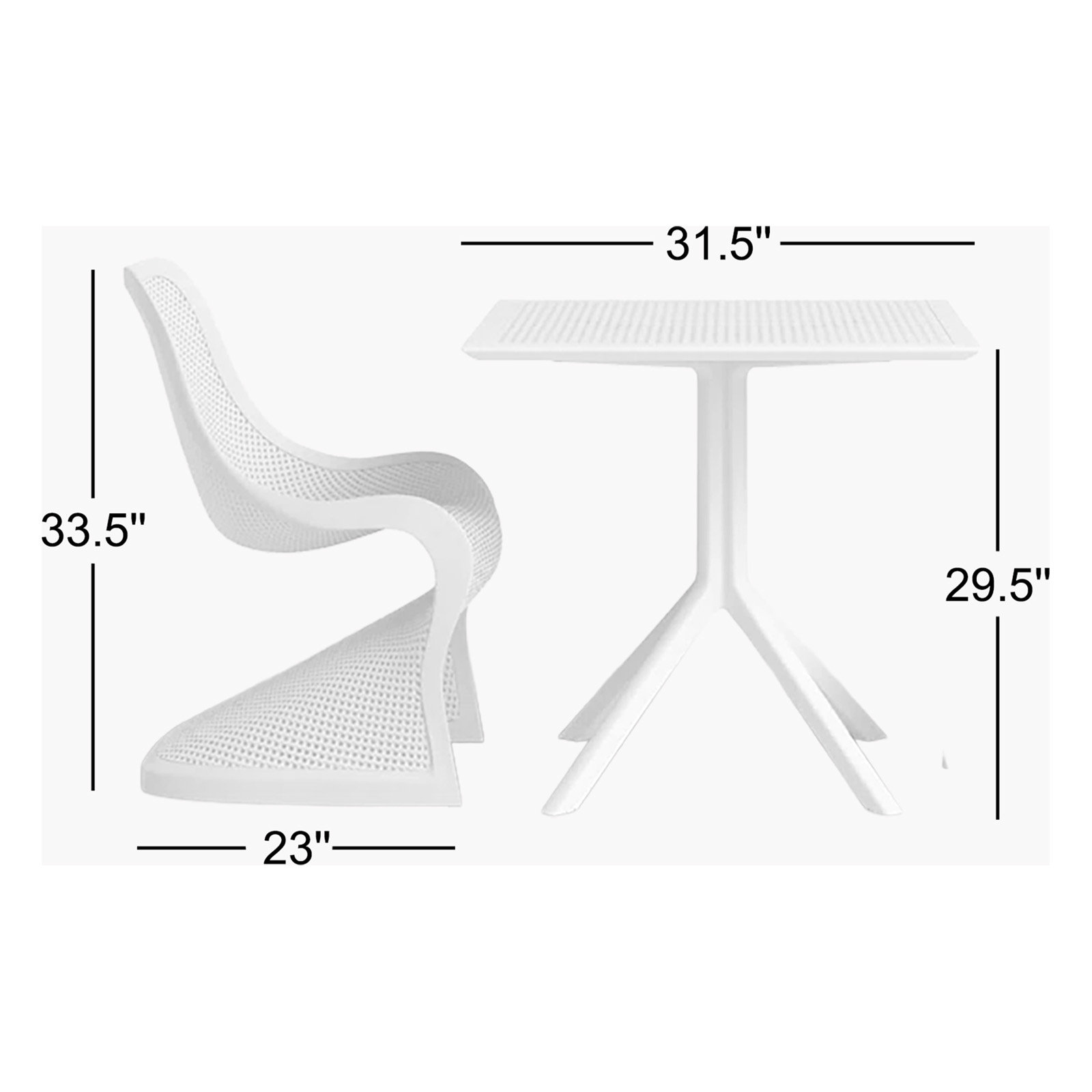 Farrah Square 2-Person Bistro Set, White