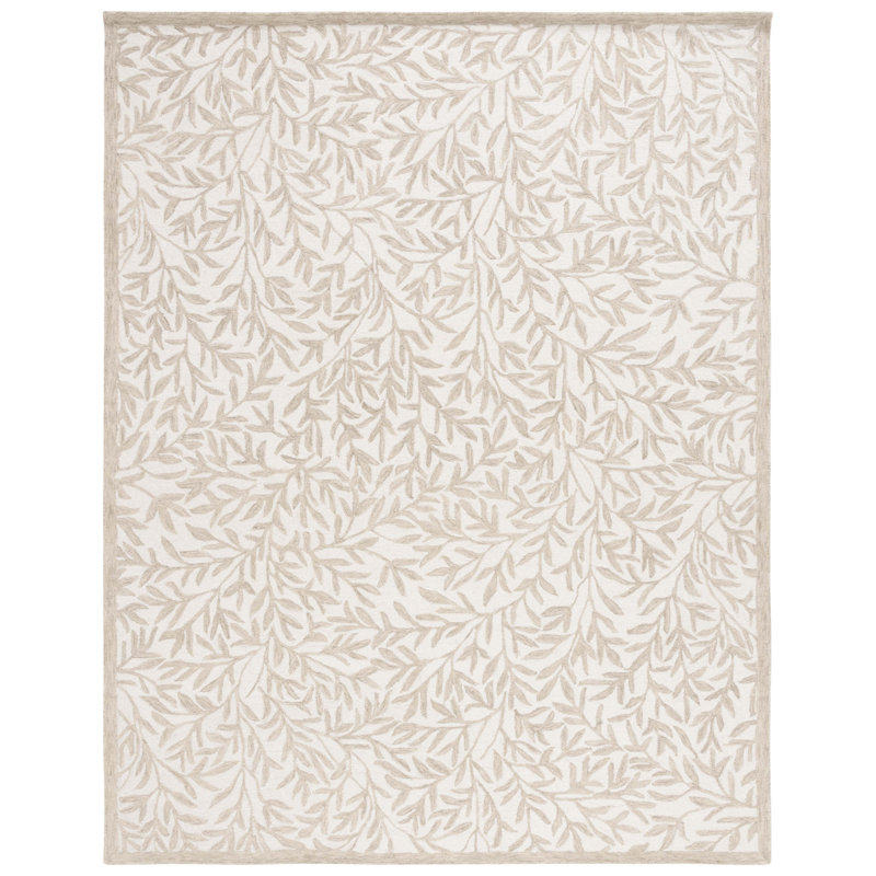 Jaci Hand Tufted Wool/Cotton Floral Rug in Ivory/Beige, Rectangle 8' x 10'