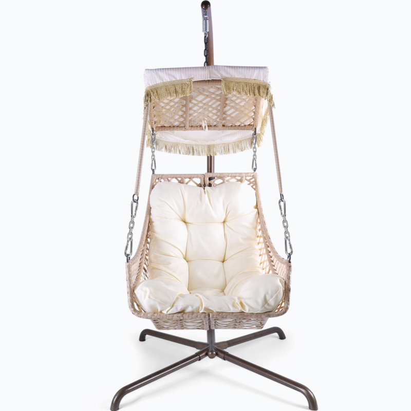Balancelle avec support Menandros, Blanc / beige / café