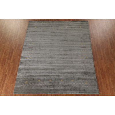 Tapis gris et vert Gabbeh