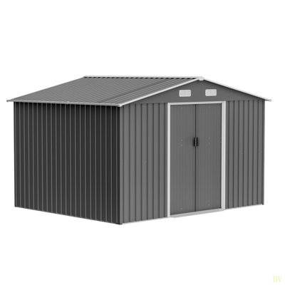 10X8 FT Outdoor Storage Shed, Lockable Doors, Tool Shed For Garden, Patio, Backyard, Lawn