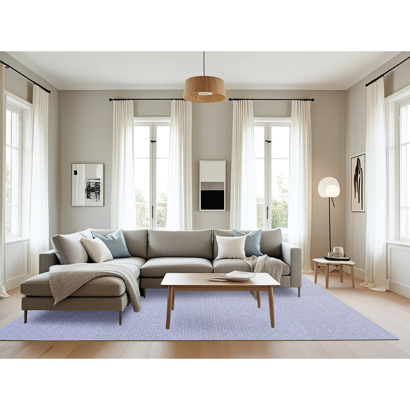 Tapis décoratif bleu clair à chevrons perz, Rectangle 8 pi x 10 pi