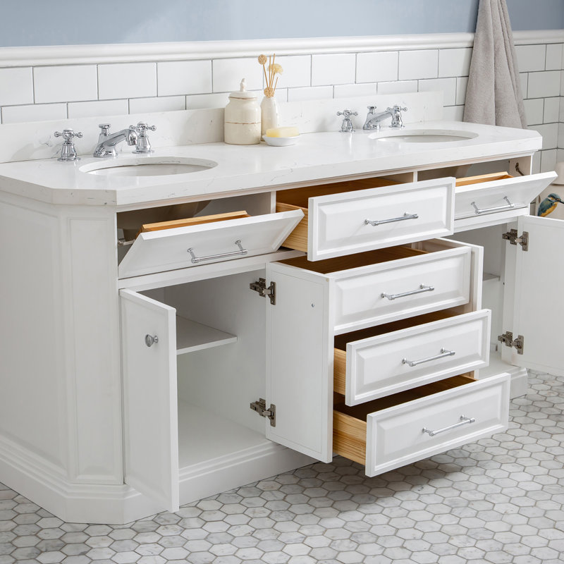 Palace 72'' W Double Vanity, Pure White, Polished Chrome
