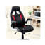 Fauteuil de jeu confortable - noir, rembourrage rouge, roues, dossier rembourré, hauteur de siège réglable, cuir de bureau élégant, détails, ajustement
