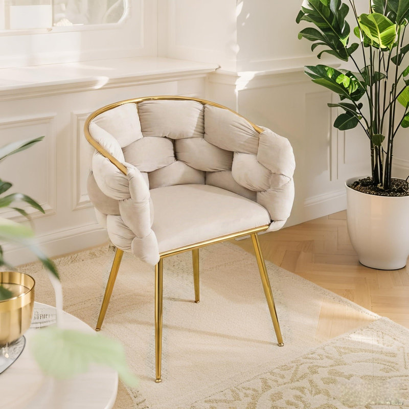 Chaise d'appoint moderne en velours Modern, Beige
