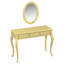 Coiffeuse de luxe dorée avec miroir ovale et 3 tiroirs de rangement, parfait pour les bijoux de maquillage, console de meuble-lavabo de fabrication élégante de haute qualité, matériau