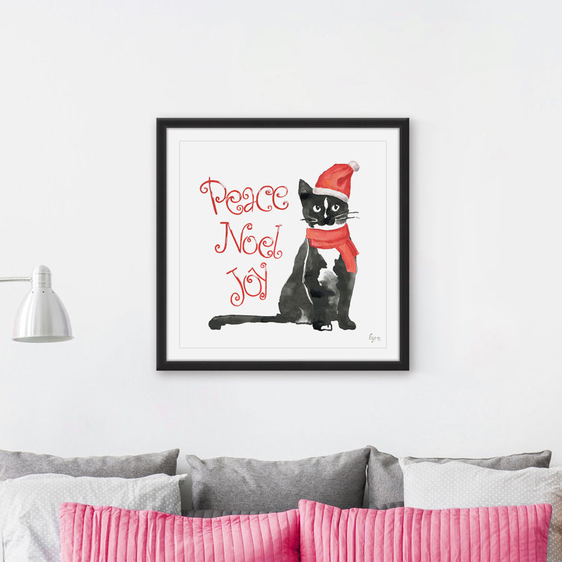 « cat noel », reproduction d’art encadrée, H 12 po x l 12 po x P 1,5 po