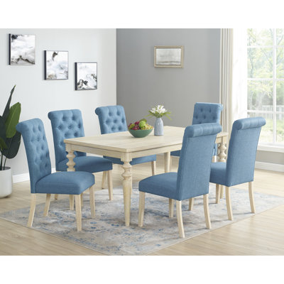 7 tables de salle à manger: table rectangulaire avec 6 chaises pour un espace élégant, brun Rangement: chaises élégantes, beige