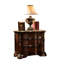 Chambre traditionnelle 5 pièces pour lit king size, en noyer foncé, comprenant un lit capitonné, une commode avec plateau en marbre, une table de chevet et un chiffonnier en noyer, une tête de lit et une commode à 3 tiroirs.