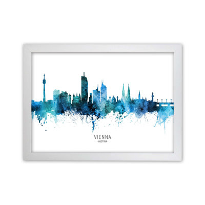 Vienna Austria Skyline Blue City Name by Michael Tompsett - Print