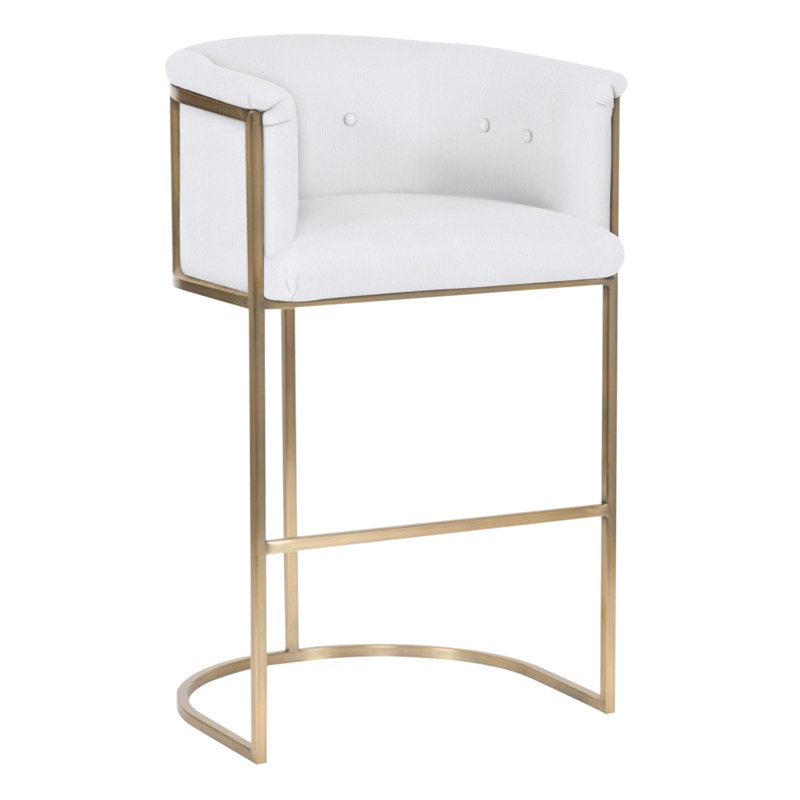 Skye Upholstered Stool with Metal Frame, Navada Snow