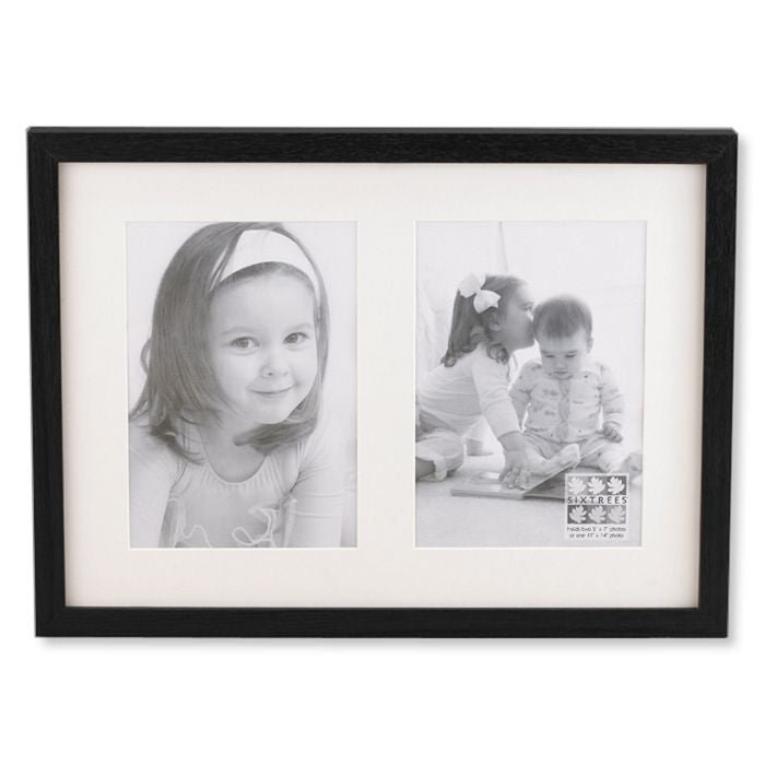Logan Black Wood Wall Mount Picture Frame with Off-White Mat