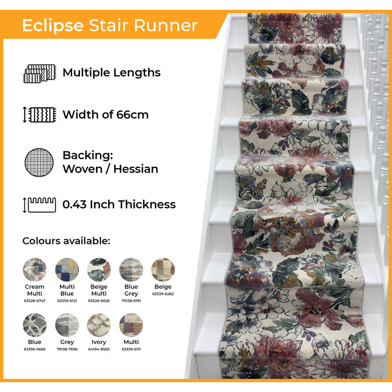 Stair Runner Abstract Area Rug, Stair Runner 66 x 450 cm