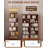 6-Tier Rotating Bookshelf, Corner Book Shelf Bookcase with Wheels, 360° Spinning Storage Rack for Small Spaces, Narrow Shelves Wood Tower Organizer for Bedroom Living Room Study, Walnut Brown-937471906-937471907