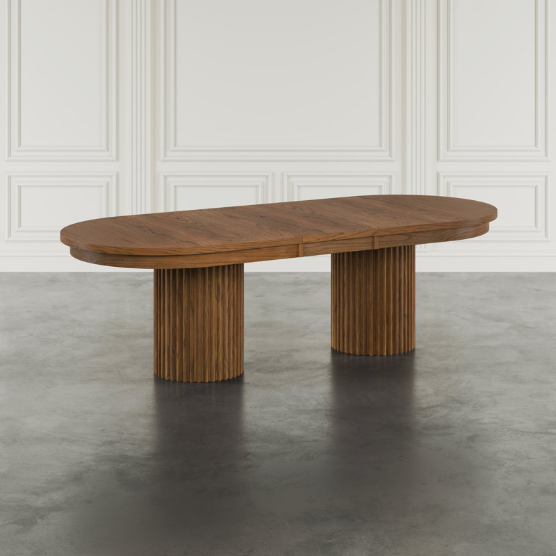 Table de salle à manger à double piédestal 101 po Lange, Châtaigne
