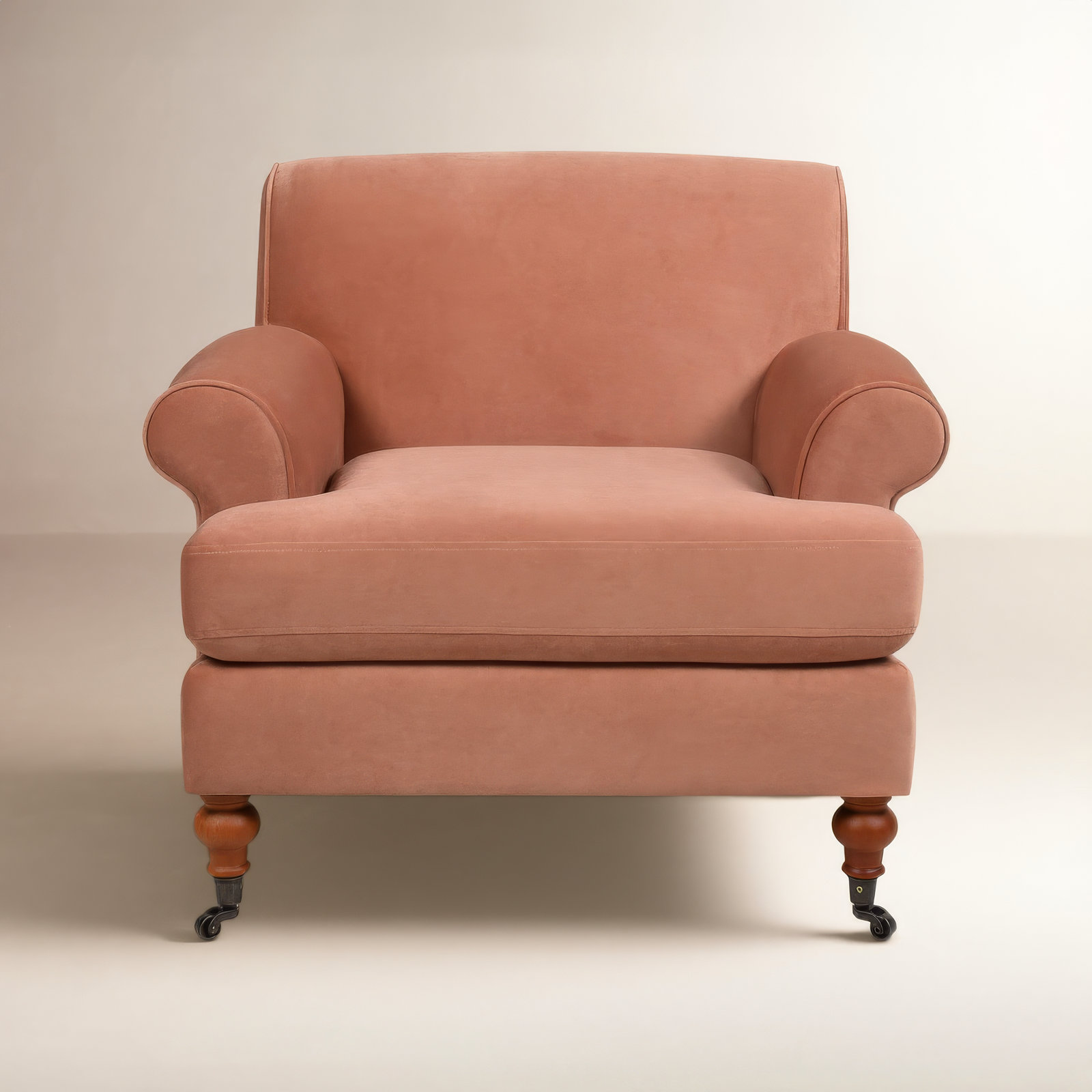 Harbor Upholstered Armchair, Peach Orange Velvet