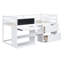 Lit mezzanine simple bas blanc avec bureau roulant, tablette, tiroirs - pour une utilisation quotidienne Fabrication en bois massif pour un intérieur de chambre à coucher élégant-1562046102