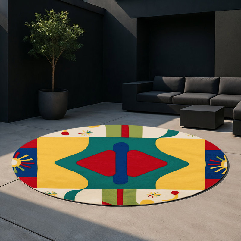 Quirky Swing Indoor And Outdoor Area Rug, Round 5'